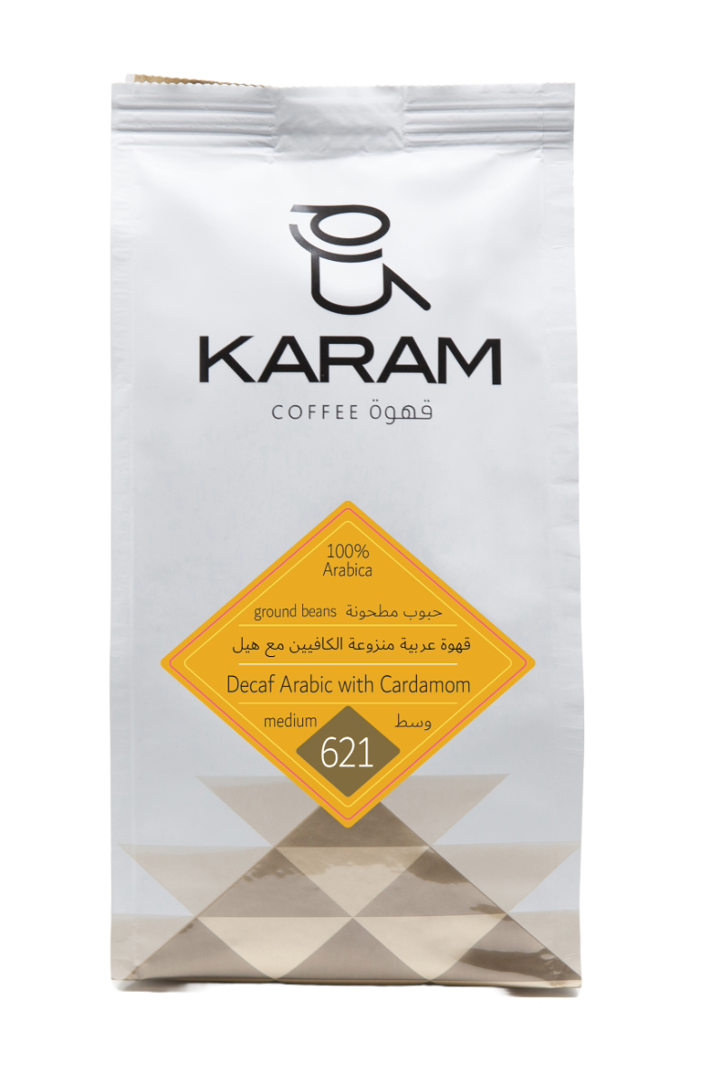 Karam Decaf Arabic  Coffee with Cardamom Medium Roast Ground Beans - 621